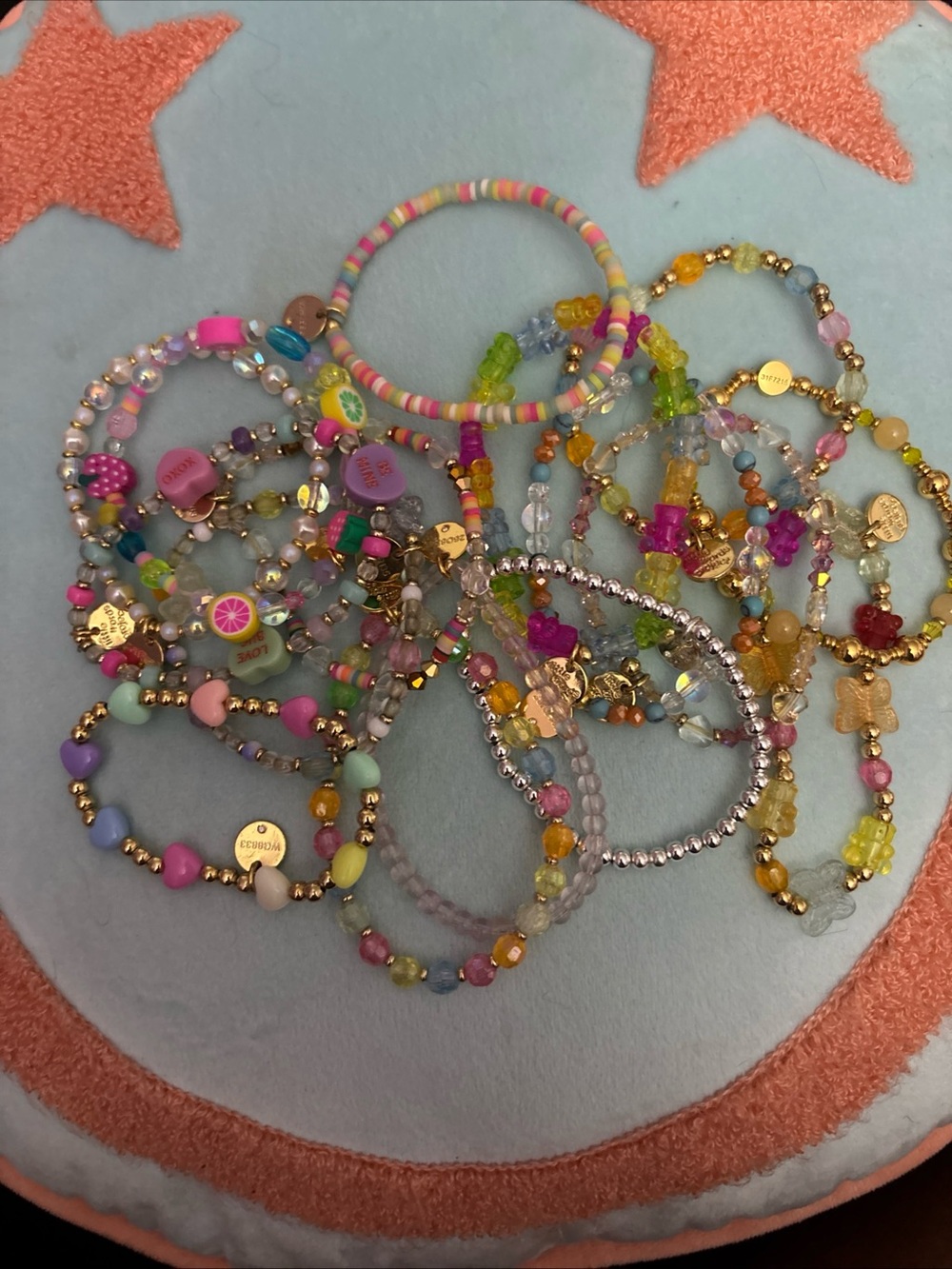 Colorful Beaded Charm Bracelet Set - Multicolor - Picture 1 of 4